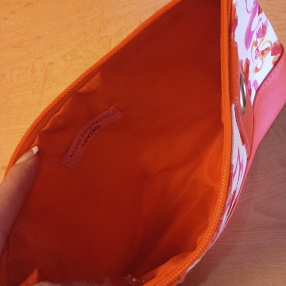 Lancome Orange and Pink Floral Bag - Picture 2 of 4
